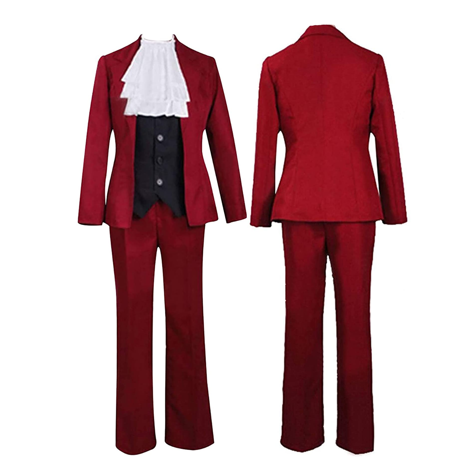 Premium Miles Edgeworth Cosplay Costume - Red Suit Set for Anime Fans | Perfect for Halloween, Comic Con & Cosplay Events | Official Phoenix Wright Ace Attorney Outfit