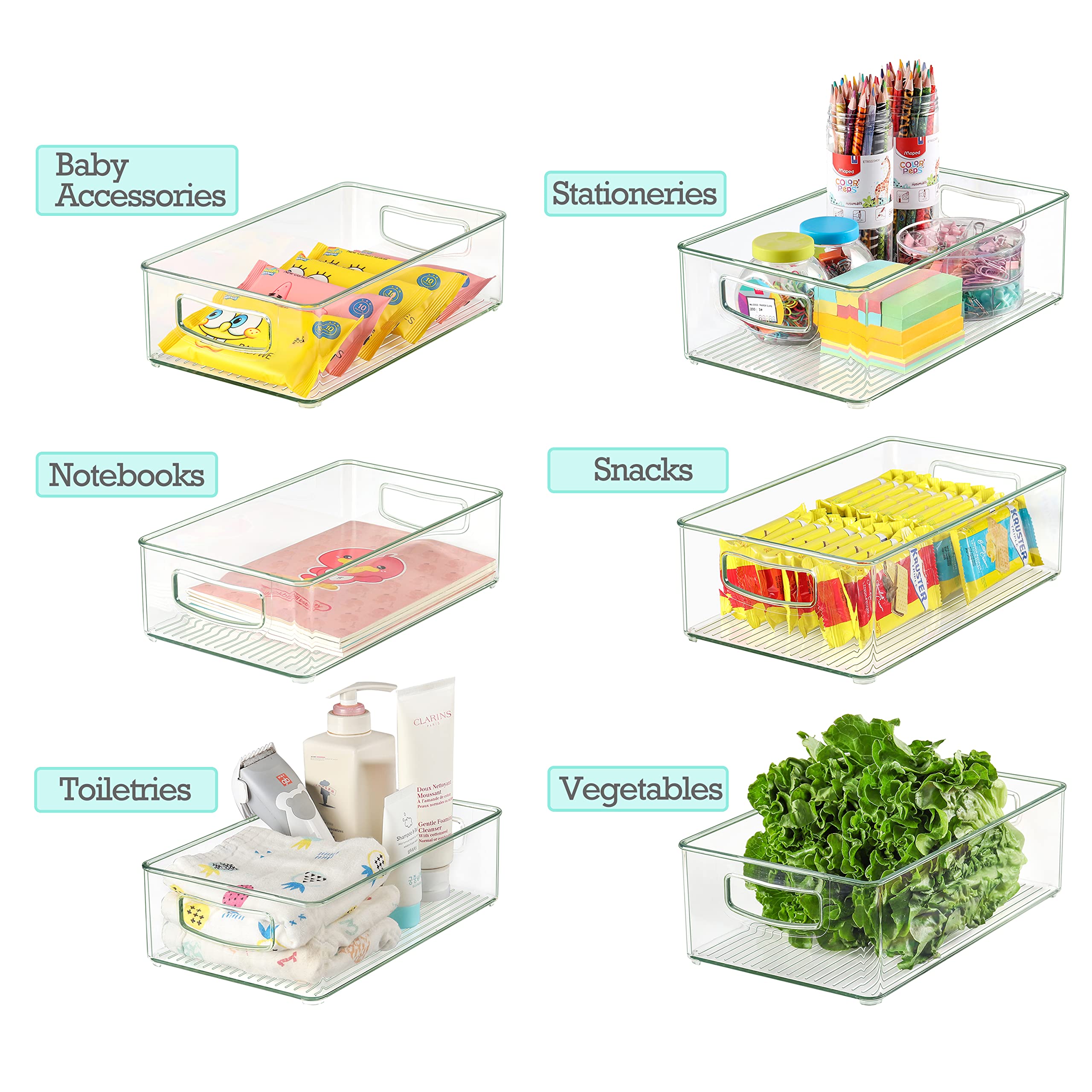 8-Pack Stackable Refrigerator Organizers - BPA-Free Fridge Storage Containers for Fruits, Vegetables & Snacks | Space-Saving Kitchen Organization for Fresh Food Storage