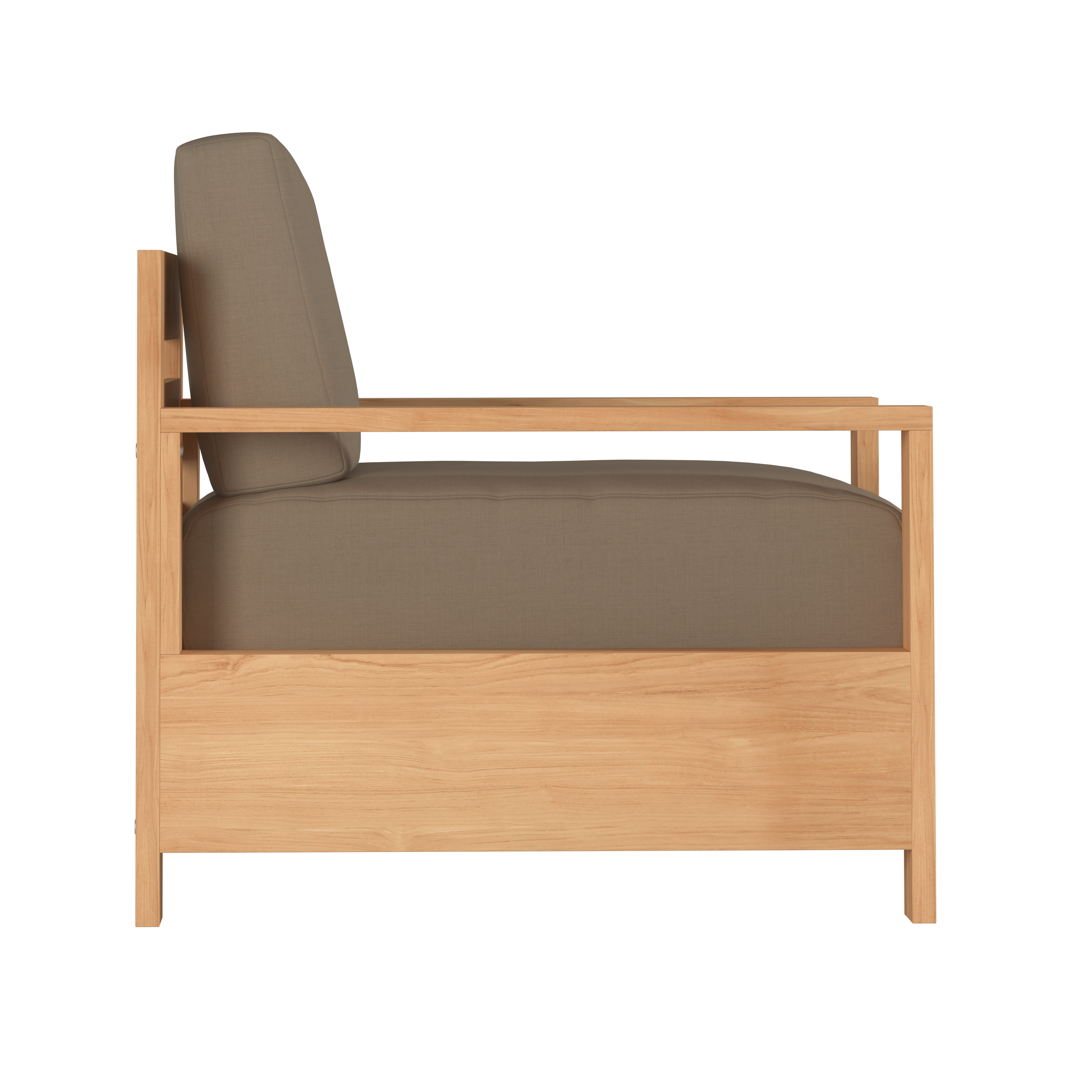 Premium Teak Outdoor Club Chair with Sunbrella Fawn Cushion - Weather-Resistant Patio Furniture for Garden, Poolside & Backyard Relaxation