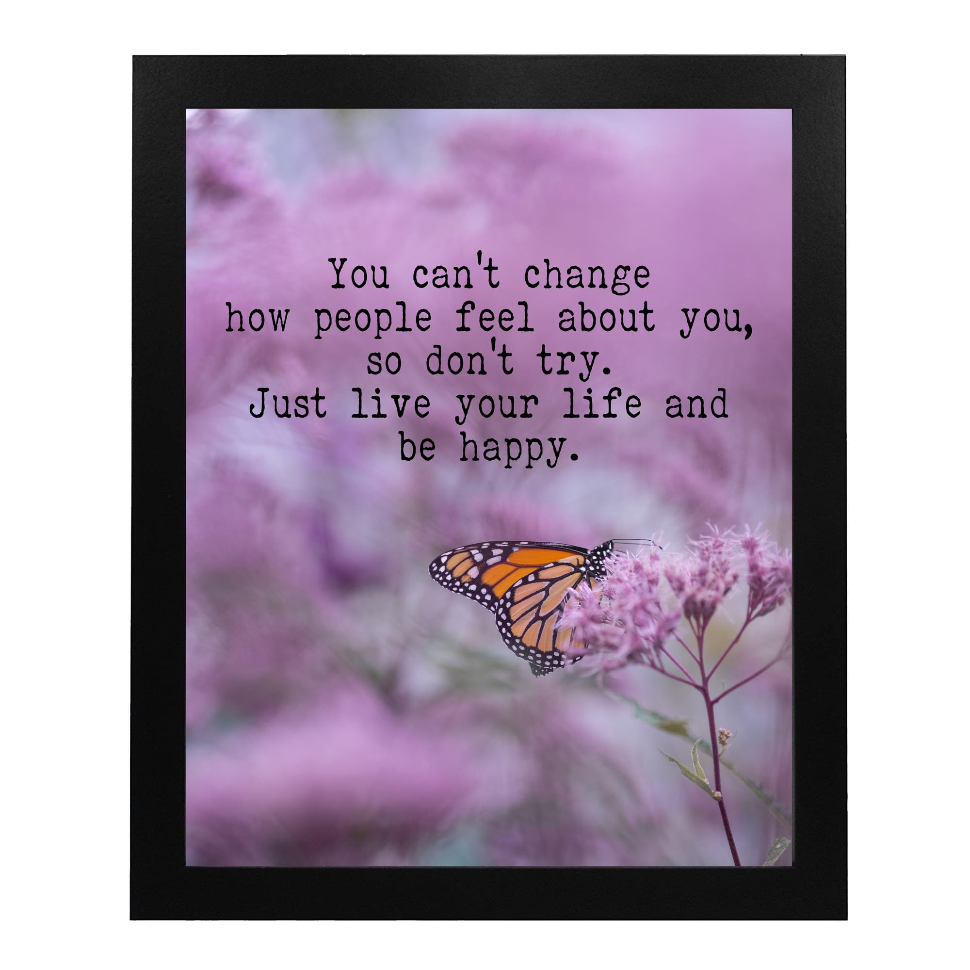 Butterfly Inspirational Wall Art Print - 'Live Your Life & Be Happy' Motivational Quote for Home, Office & Cubicle Decor | Positive Affirmation Unframed Poster (8x10) | Perfect for Living Room, Bedroom or Workspace Inspiration