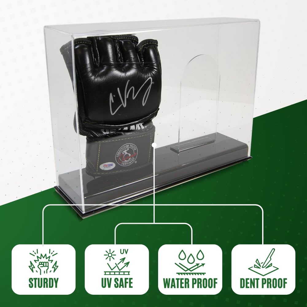 Premium UFC & MMA Double Fight Gloves Display Case with Stand - Showcase Your Collectible Boxing & MMA Gear - Perfect for Home Gym, Man Cave, or Sports Memorabilia Collection