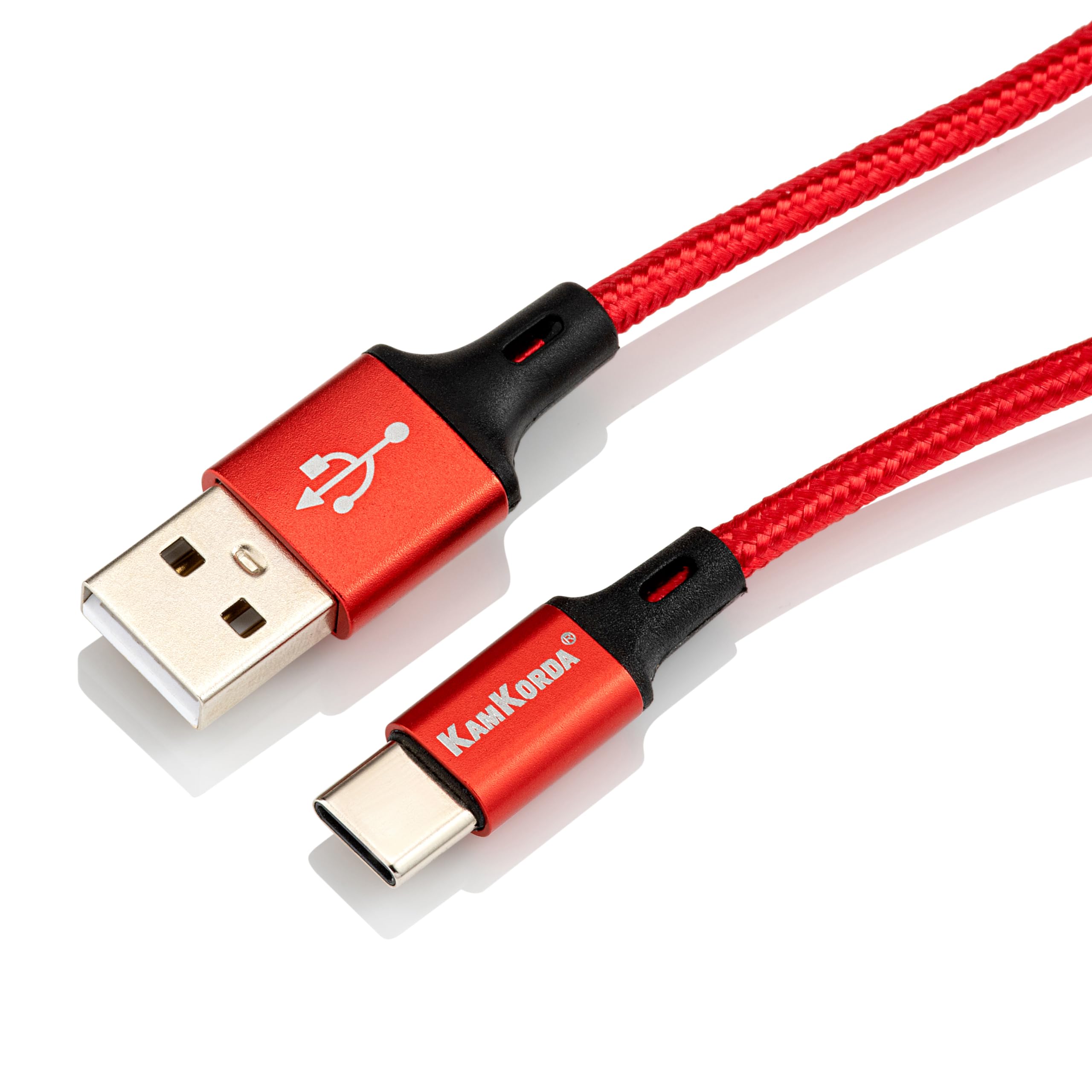 Premium USB C Charger Cable 2M Fast Charging Braided Type C Cable - Compatible with iPhone 15, Samsung Galaxy, Huawei & More | Durable Nylon Braided | Red | Perfect for Home, Office & Travel Charging