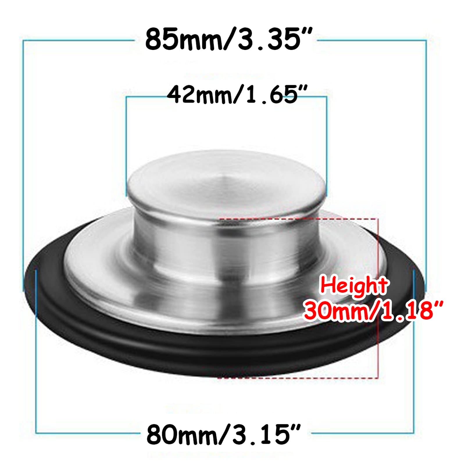 3.35 Inch Stainless Steel Kitchen Sink Stopper for Garbage Disposal - Fits Standard 3.5 Inch Drain, Compatible with Insinkerator, KitchenAid, Kohler, Waste King - Perfect for Clog Prevention and Odor Control in Daily Kitchen Use