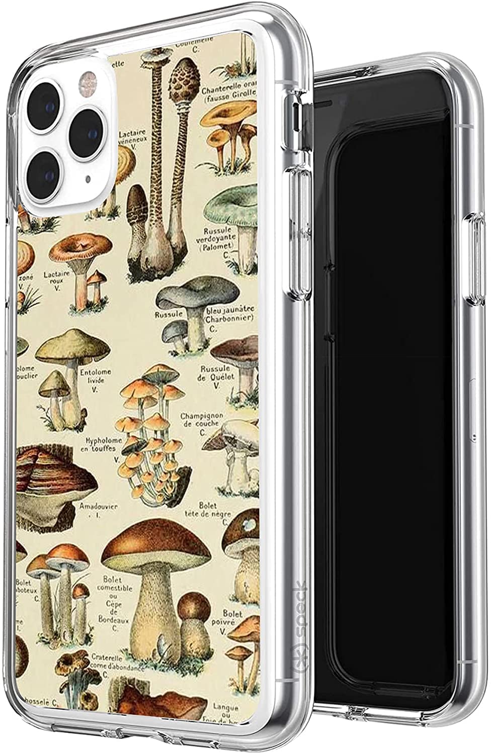 Vintage Mushroom Botanical Illustration iPhone 13 Case - Cottagecore Aesthetic Clear TPU Shockproof Protective Phone Cover for Women & Girls | Perfect for Nature Lovers, Cottagecore Enthusiasts & Outdoor Adventures