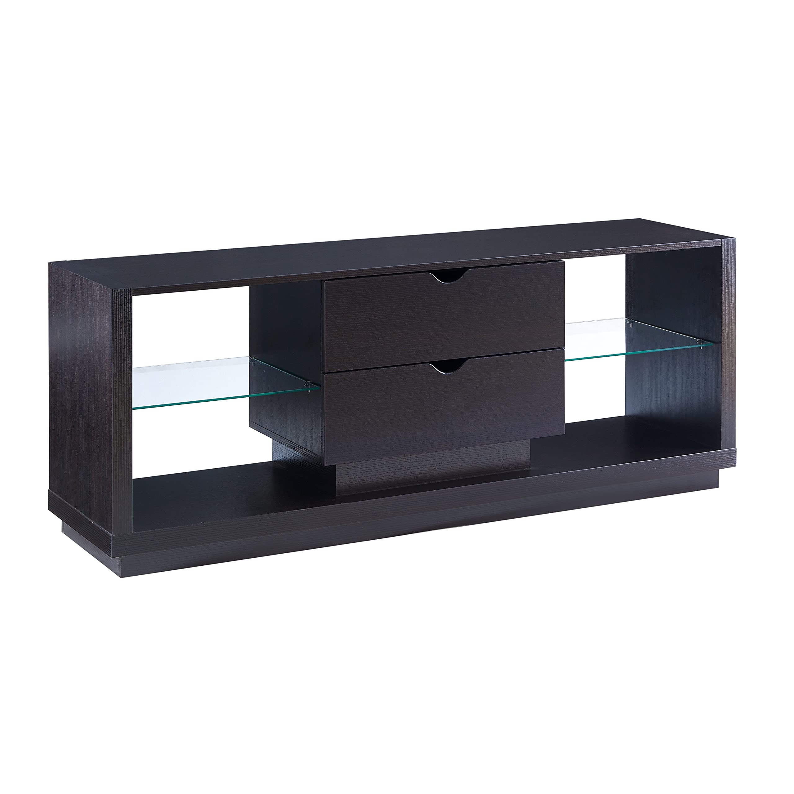 Red Cocoa TV Stand with 4 Shelves & 2 Drawers - Modern Entertainment Center for Living Room, Bedroom Storage & Display - Perfect for Organizing Electronics, Books & Decor