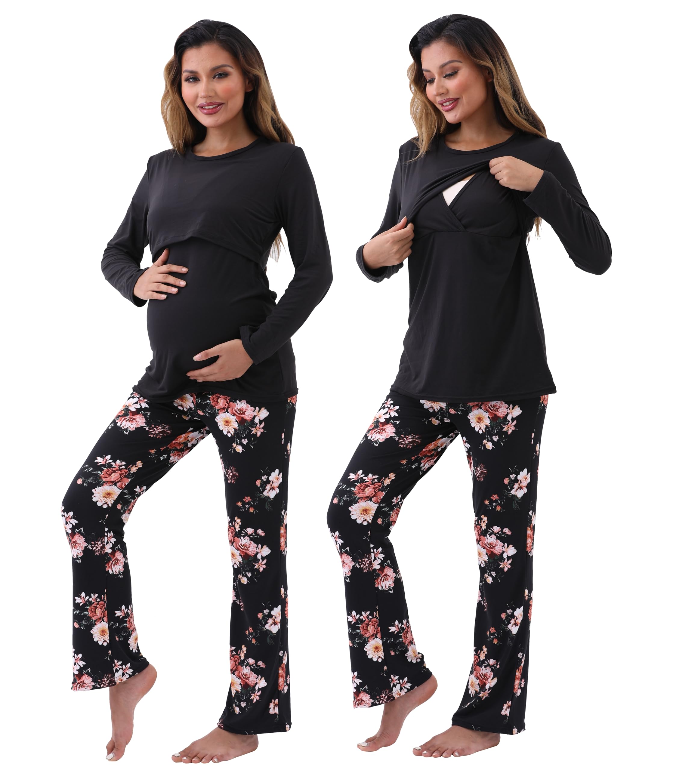 Comfortable Maternity Nursing Pajama Sets for Women - Soft Pregnancy Sleepwear & Lounge Wear for Breastfeeding Moms - Perfect for Nighttime Nursing, Relaxing at Home, and Postpartum Recovery