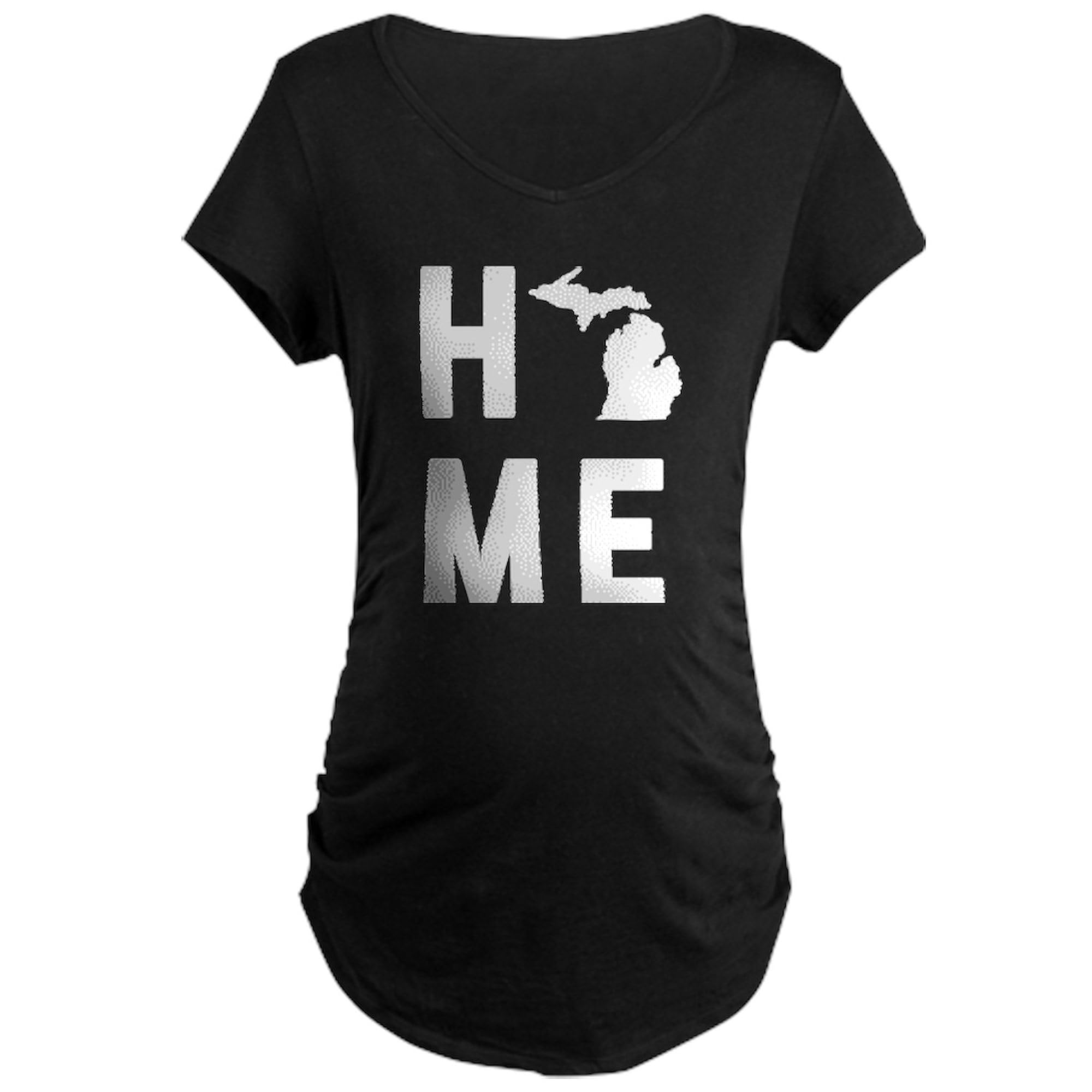 Michigan Home Maternity Dark T-Shirt for Women - Ruched Side Design for Comfort & Style - Perfect for Pregnancy, Baby Showers & Casual Wear