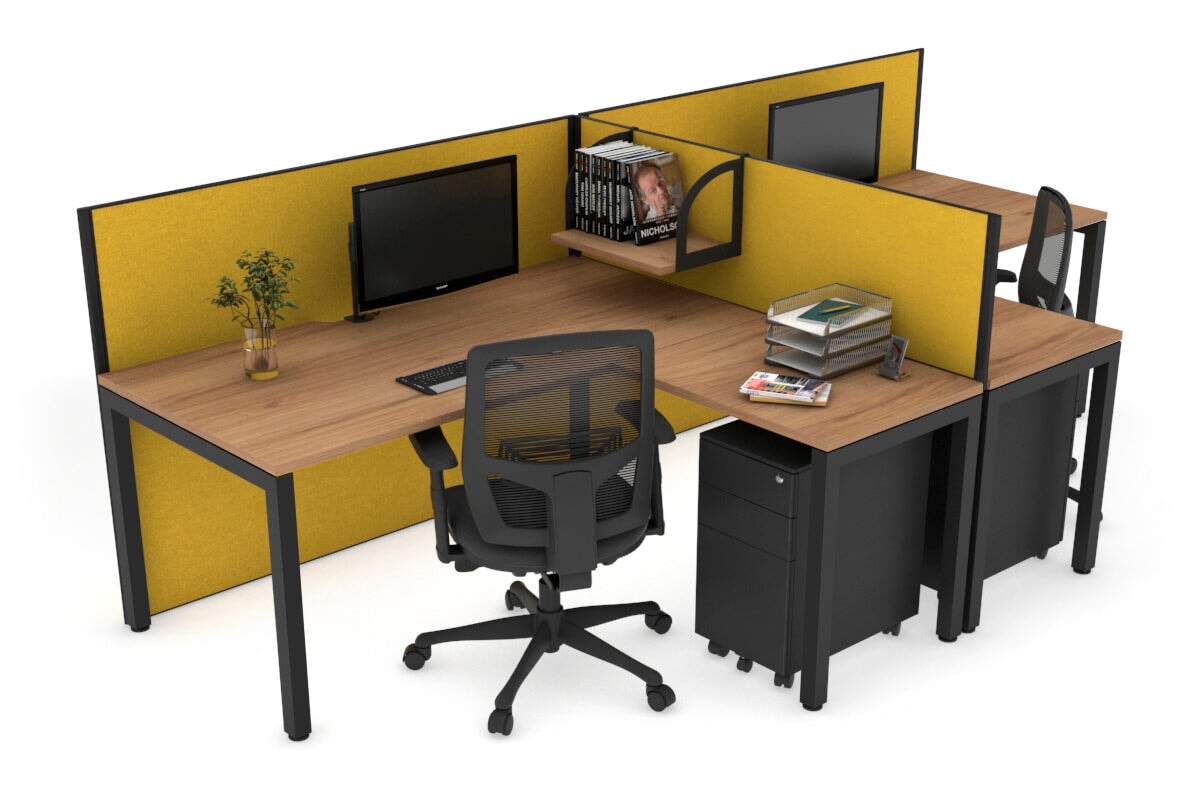 Quadro Square Legs 2-Person Corner Workstation - T-Shaped Office Desk [1400L x 1800W with Cable Management] | Perfect for Home Office & Collaborative Workspaces