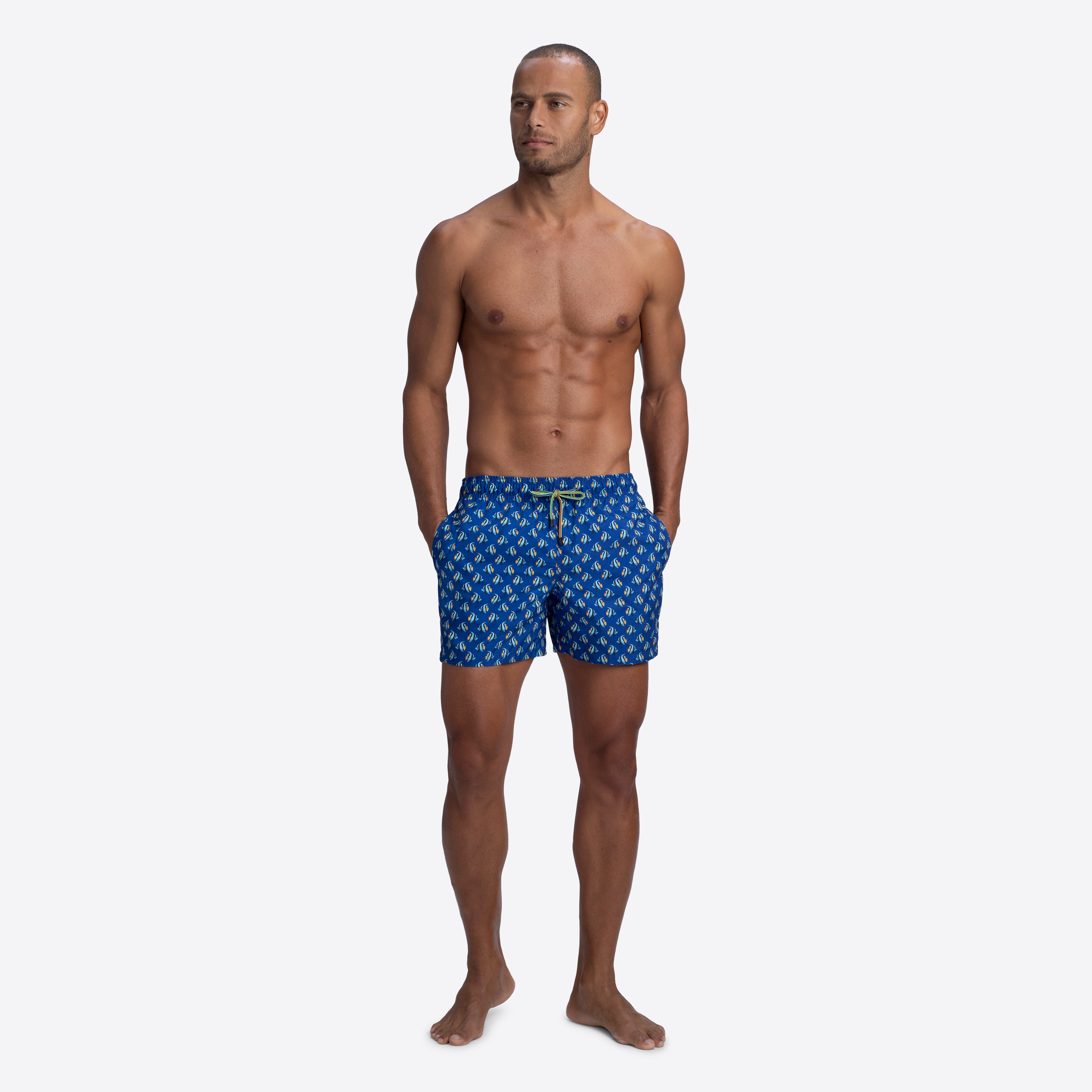 **Men's ARCHER Fish Print Swim Trunks - Quick Dry Beach Shorts for Swimming, Surfing & Summer Vacation**    *(Perfect for Pool Parties, Tropical Getaways & Water Sports)*