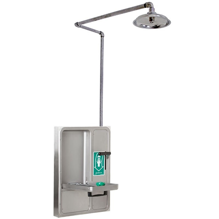 Haws 8356WCW AXION MSR Barrier-Free Recessed Emergency Shower & Eye/Face Wash Station - ANSI Compliant for Laboratories, Factories & Industrial Safety Use
