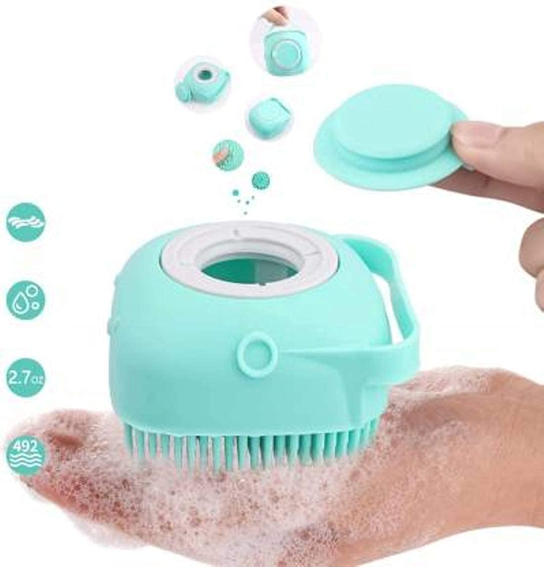 KREZON Silicone Body Bath Brush with Shampoo Dispenser - Exfoliating & Massaging Shower Brush for Men, Women & Kids - Soft Skin Care Brush for Deep Cleansing & Relaxation (Multi-Color) - Perfect for Daily Shower, Spa & Exfoliation Routine