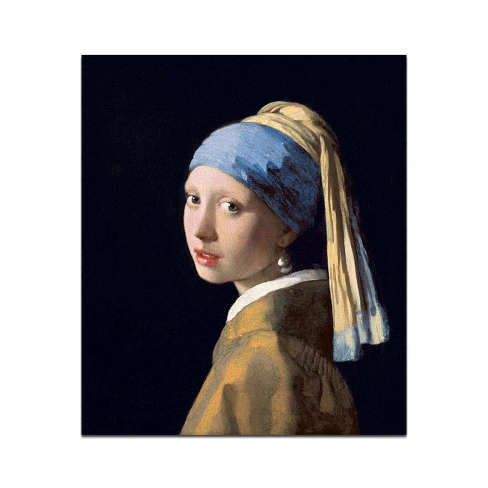 Johannes Vermeer The Girl with a Pearl Earring Oil Painting Reproduction - Premium Framed Canvas Art Print (60x72cm) - Elegant Wall Decor for Living Room, Bedroom & Office