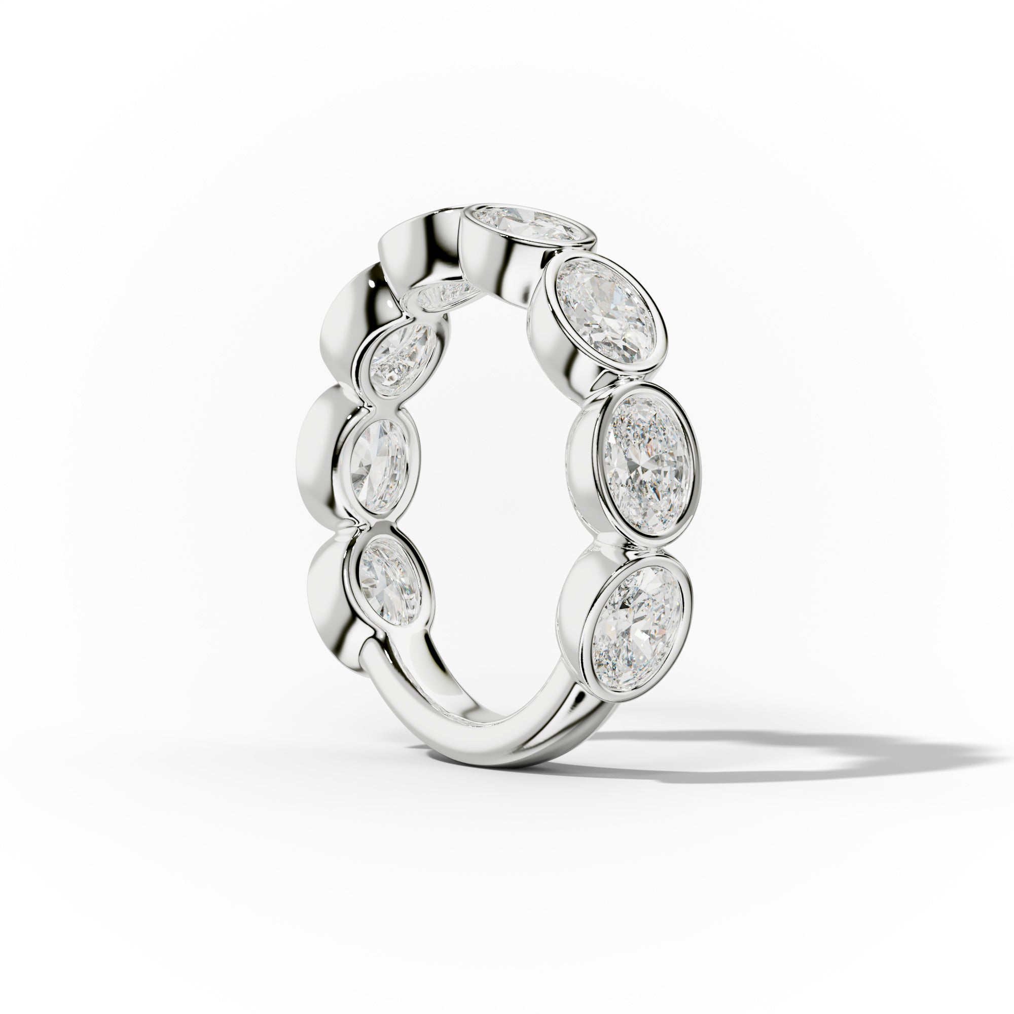 2.0 Carat East West Oval Cut Bezel Set Diamond Anniversary Band - Elegant Wedding Ring for Women, Perfect for Anniversary, Engagement & Special Occasions