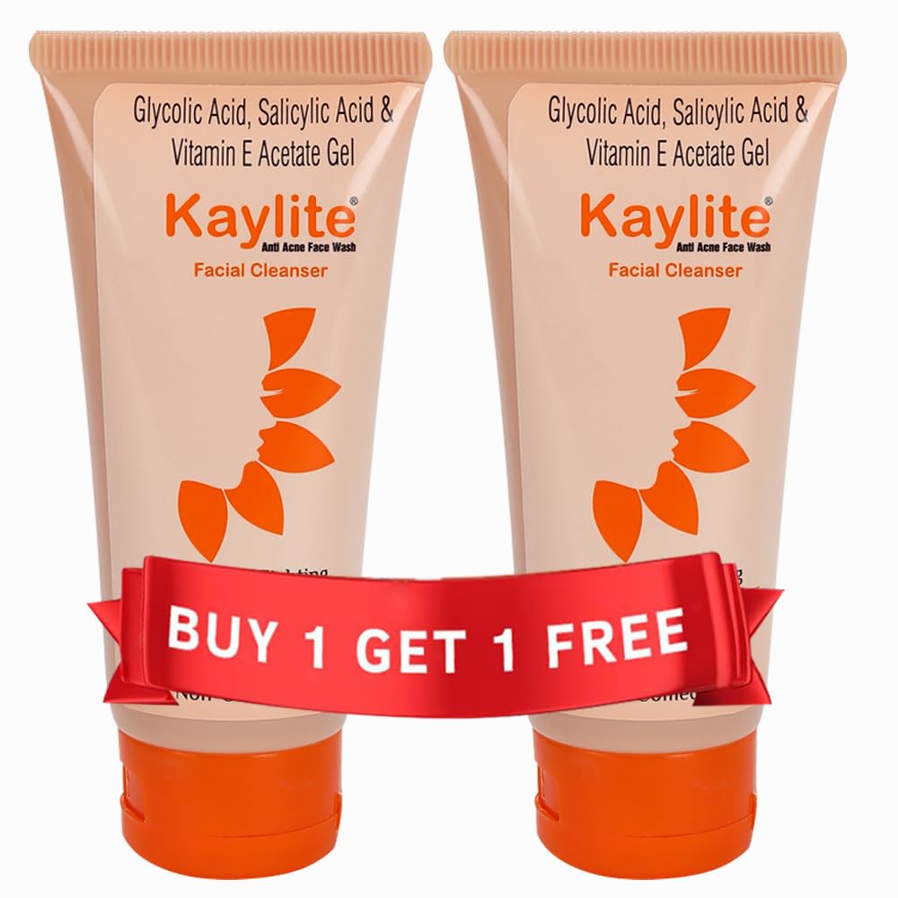 Kaylite Facial Cleanser - Oil Free Anti Acne Face Wash with Salicylic Acid & Vitamin E-Acetate Gel for Women & Men (2 Pack, 120ml) | Gentle Daily Cleansing for Oily & Acne-Prone Skin