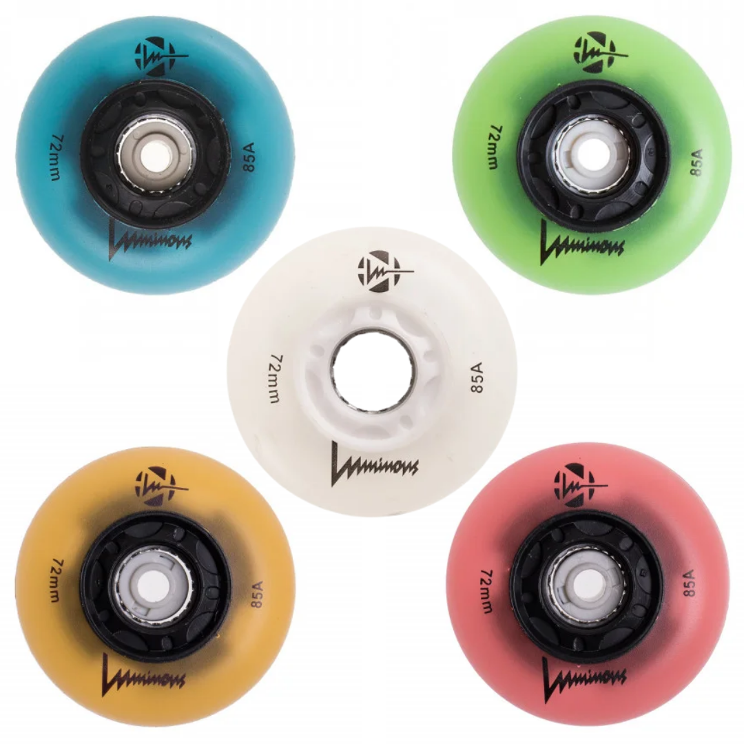 Luminous LED Inline Wheels Glow 72mm 85a 4pk - High-Performance Light Up Skate Wheels for Night Skating, Roller Derby & Outdoor Activities