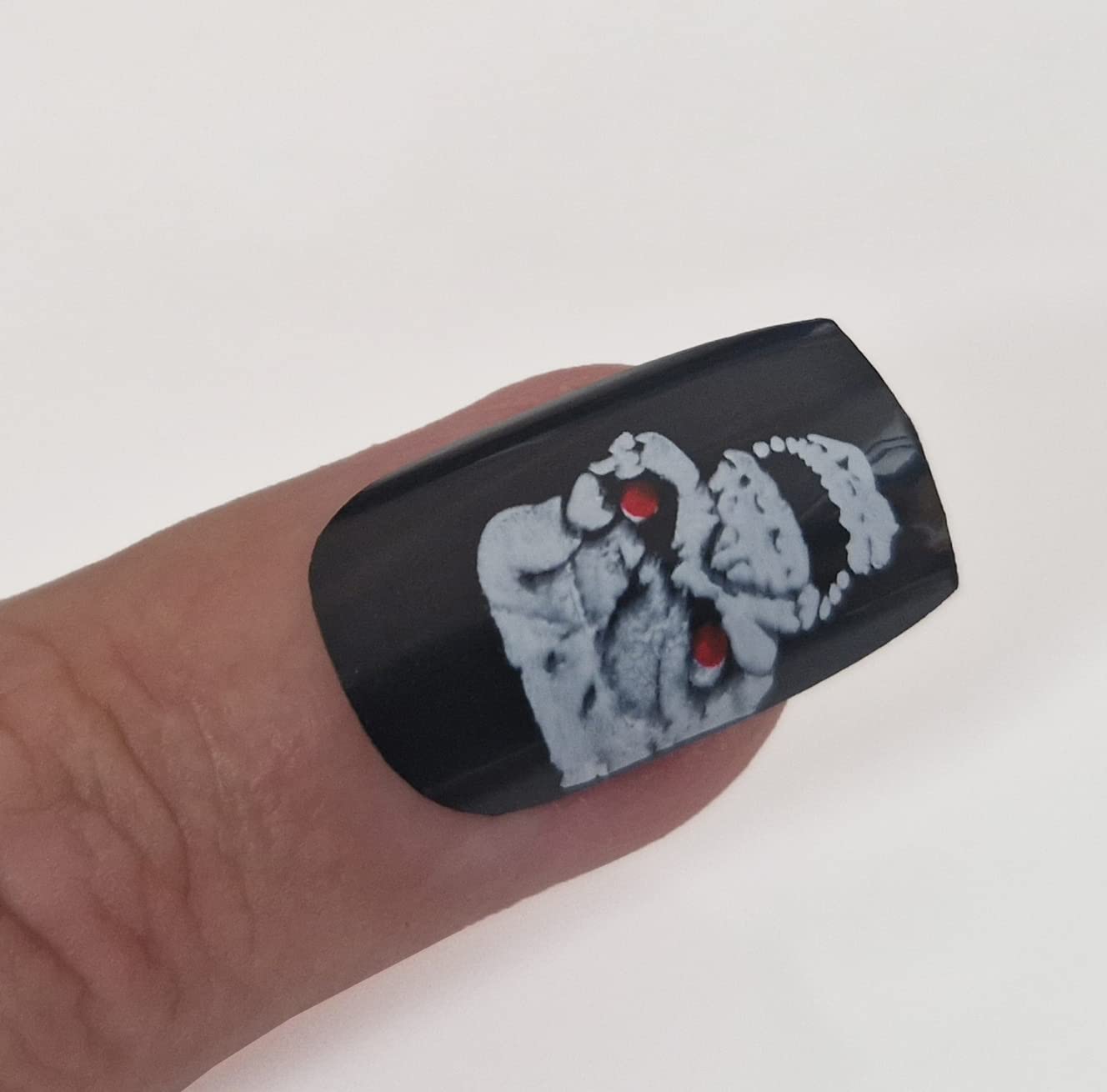 12 Pack Halloween Fake Nails with Glue - Long Press on Nails with Spooky Designs for Costume Parties & Cosplay (HN5)