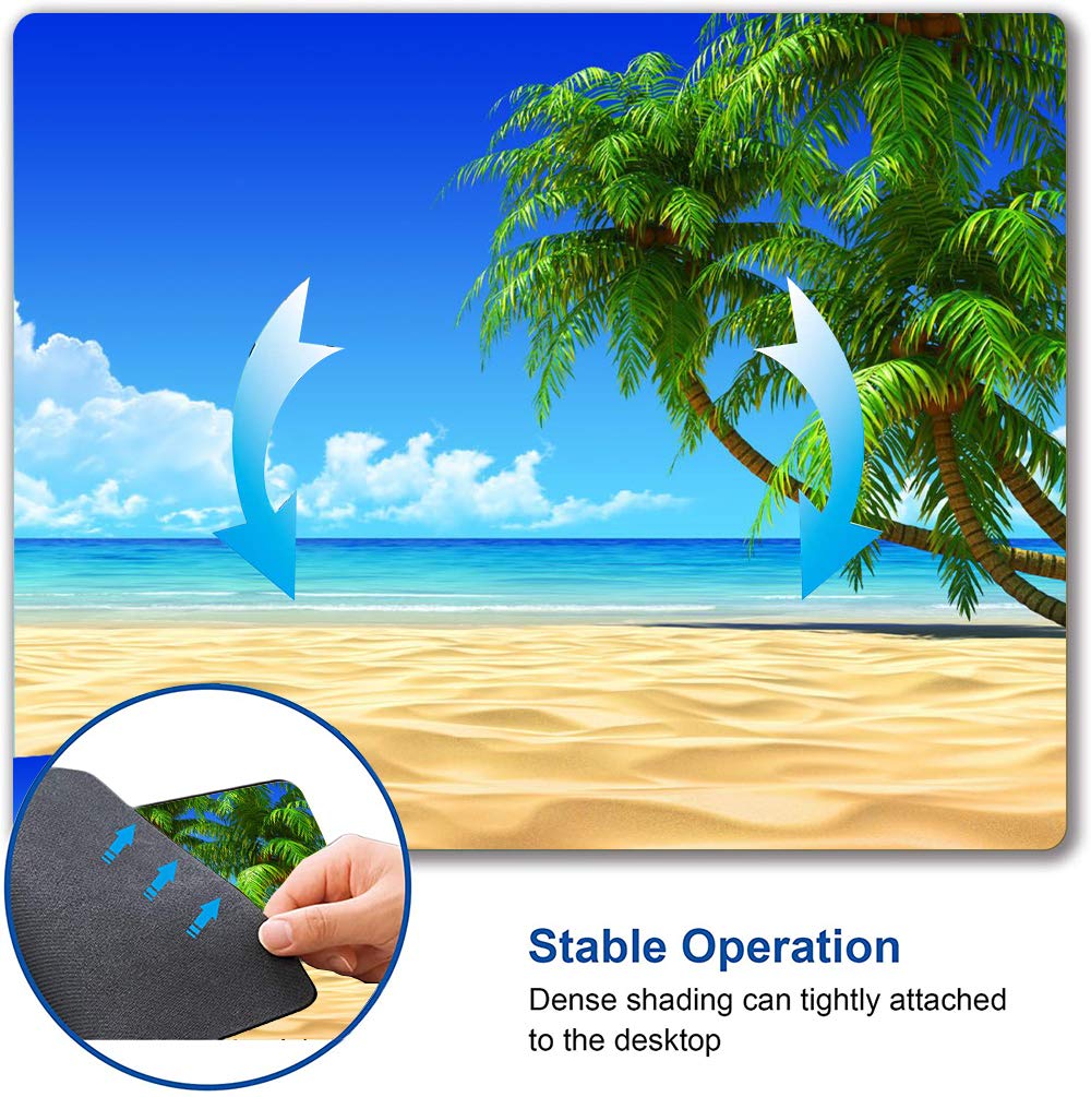 Waterproof Non-Slip Beach Mouse Pad with Coconut Trees Design - Square Rubber Base Mouse Mat for Office, Home & Laptop - Perfect for Tropical Decor, Work Desks & Vacation-Themed Workspaces