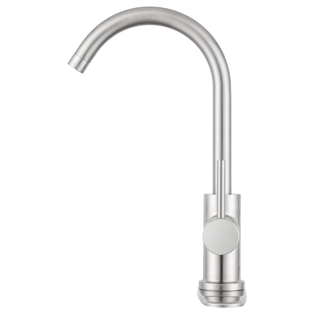 Dura Faucet RV Streamline 14.5-inch Single-Handle Kitchen Sink Faucet with Optional Deck Plate in Brushed Satin Nickel - Perfect for RVs, Campers, and Tiny Homes