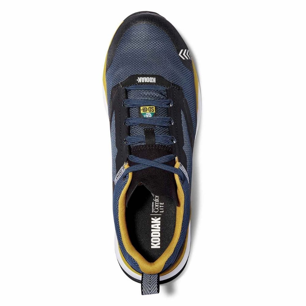 Kodiak Quicktrail Men's Composite Toe Work Safety Athletic Shoes - Lightweight & Slip-Resistant for Construction & Outdoor Work (Navy/Gold) | Perfect for Job Sites, Hiking & Industrial Environments