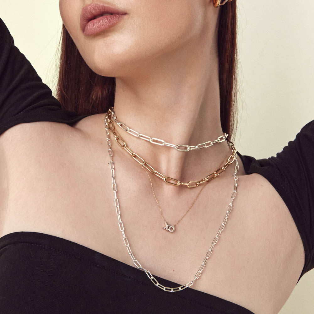 Stylish Silver Boyfriend Paperclip Chain Necklace - Perfect for Layering & Everyday Wear