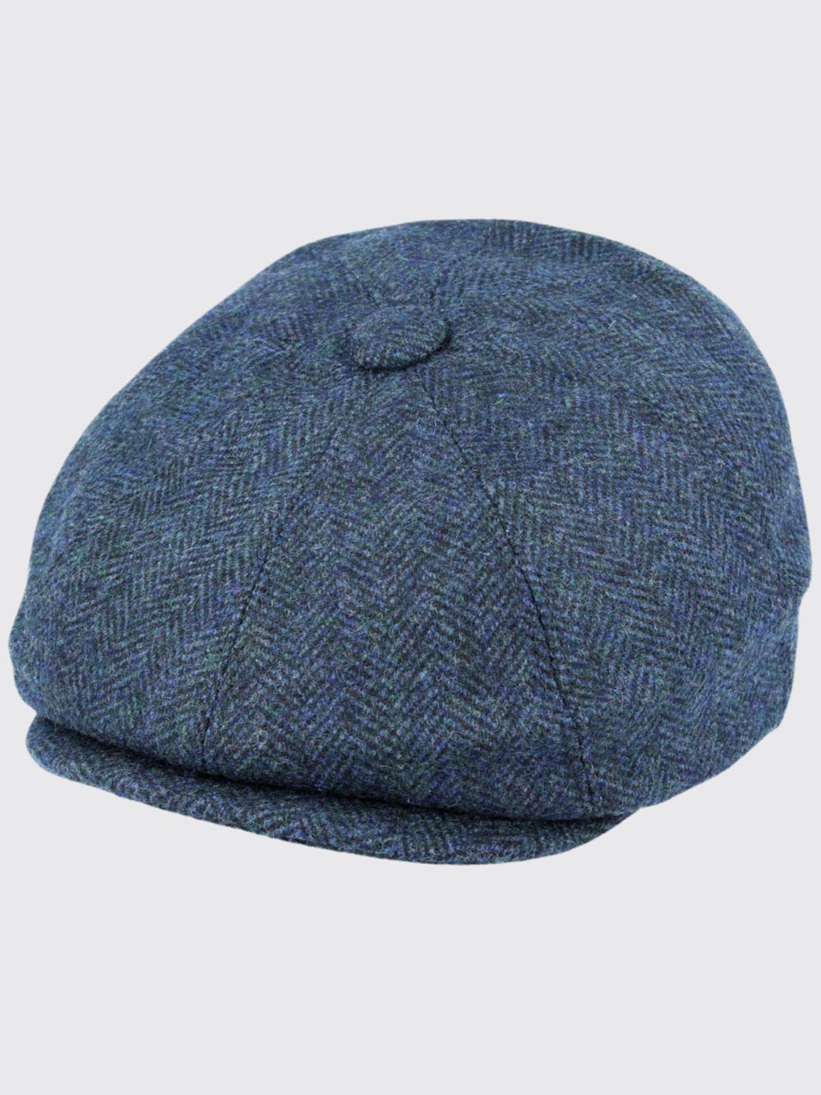 G&H Devon Pure Wool Blue Herringbone Newsboy Cap | Classic Wool Hat for Men | Perfect for Winter, Fall & Outdoor Activities