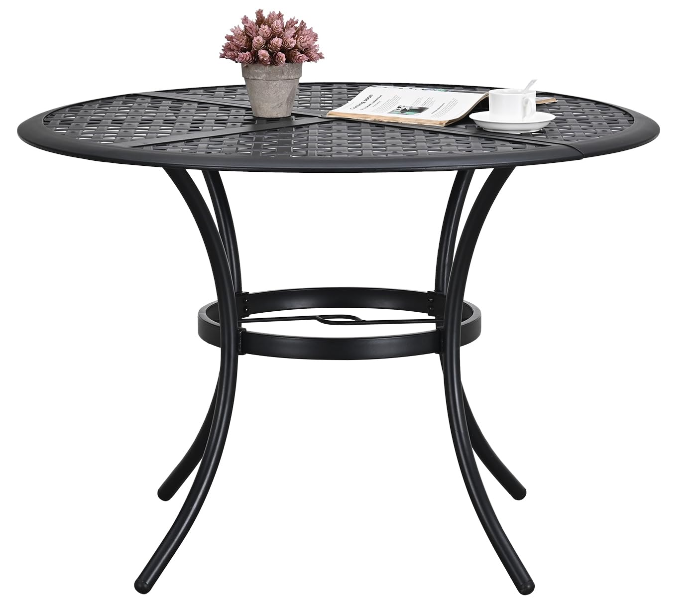 Round Outdoor Patio Dining Table with Umbrella Hole - 42.1
