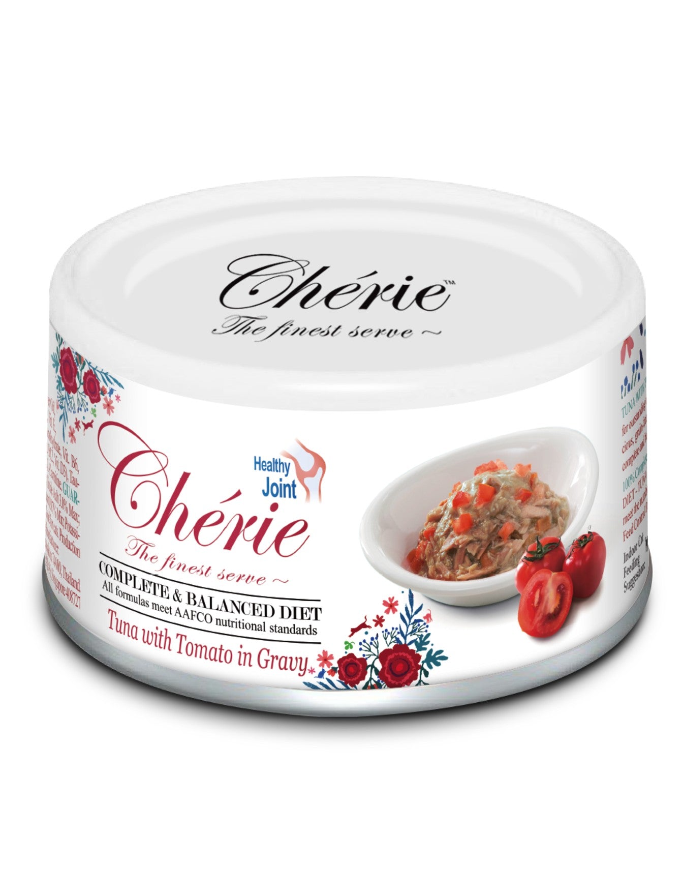 Cherie Complete & Balanced Tuna with Tomato in Gravy - Healthy Joint Support Wet Cat Food 80g (12 Pack) | High Protein, Grain-Free Recipe for Adult & Senior Cats | Perfect for Mealtime or as a Tasty Treat