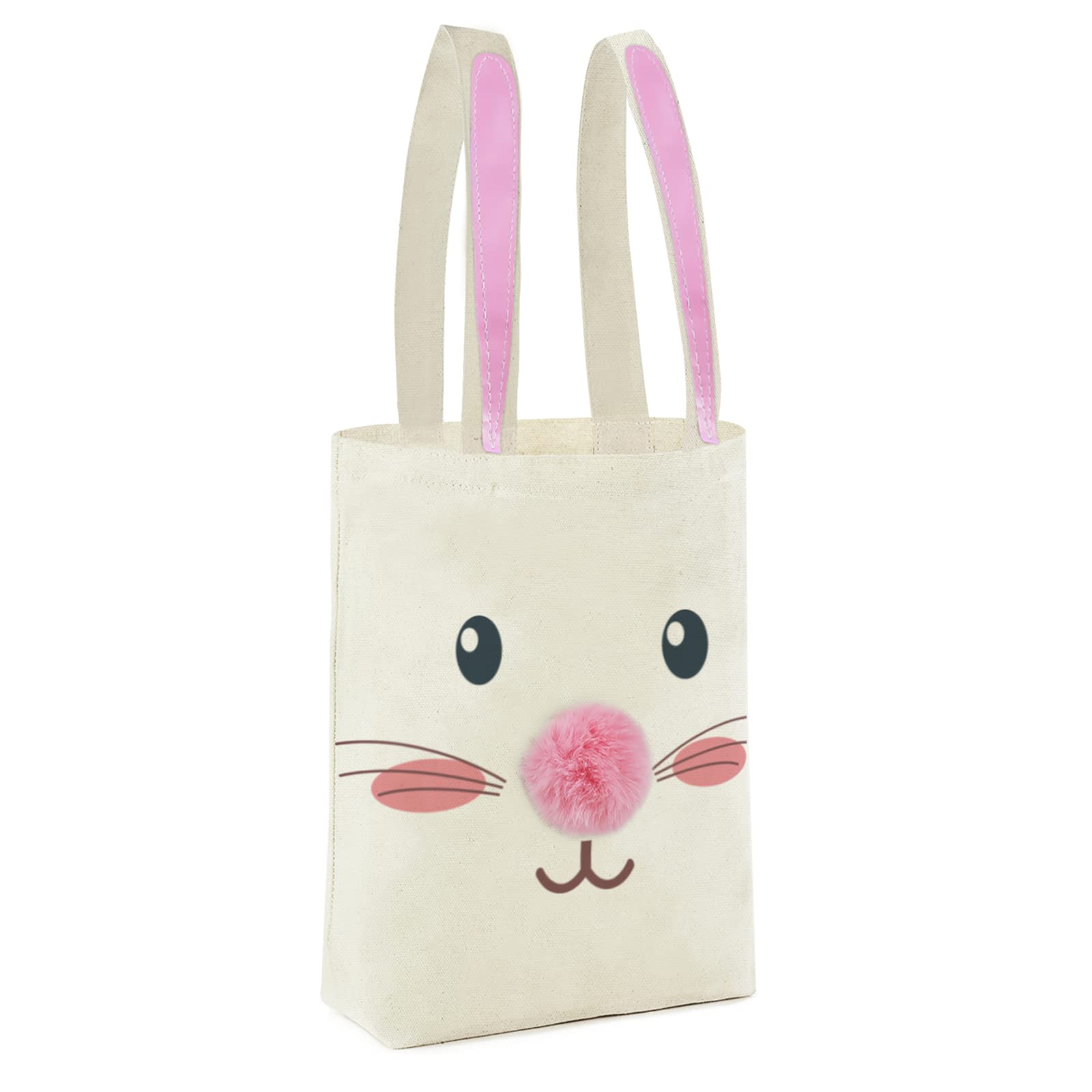 Easter Bunny Canvas Tote Bag for Kids - Reusable Easter Basket for Egg Hunt, Easter Party Favors & Spring Celebrations - Cute Easter Gift for Boys & Girls