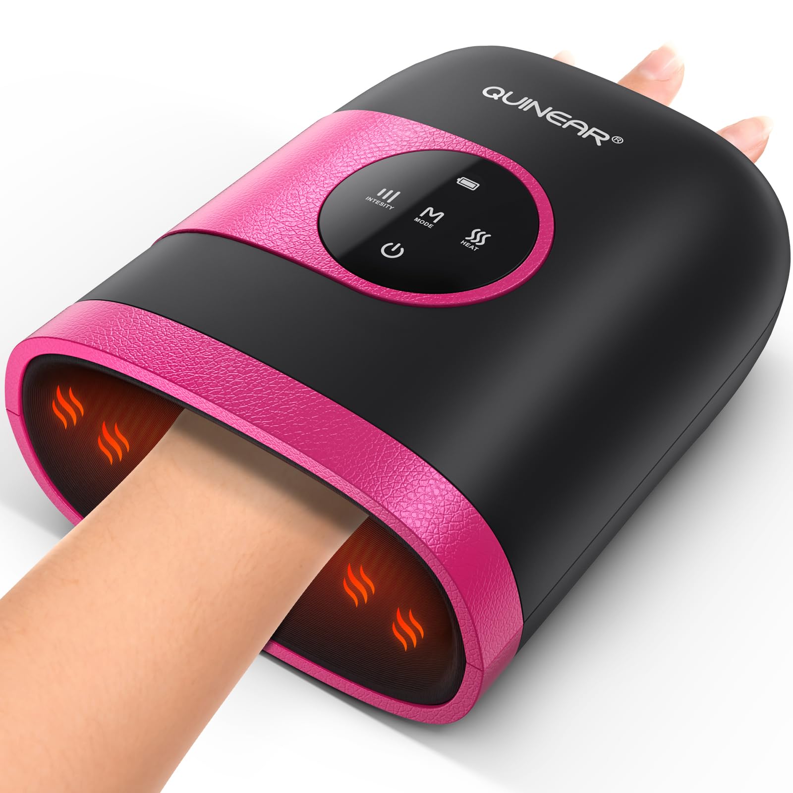 QUINEAR Cordless Hand Massager with Heat & Compression - Relief for Arthritis, Carpal Tunnel & Stiff Joints - Perfect Gift for Women & Men - FSA/HSA Eligible (Pink) - Ideal for Office Workers, Seniors & Pain Relief at Home