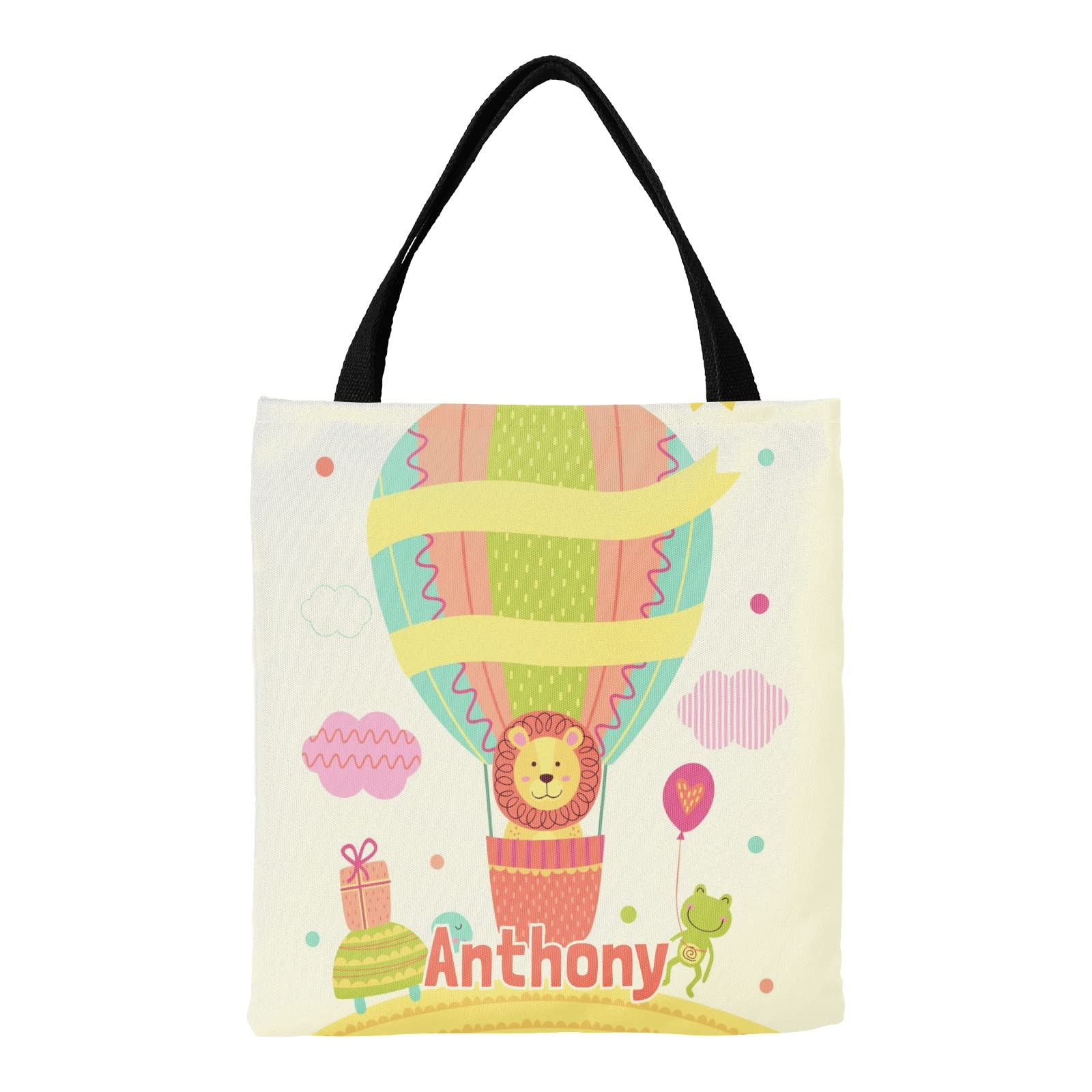 Personalized Canvas Tote Bag for Kids - Reusable Safari Animal Shoulder Bag with Handles | Perfect Gift for Birthday, School & Travel | Great for Shopping, Beach Trips & Daily Use