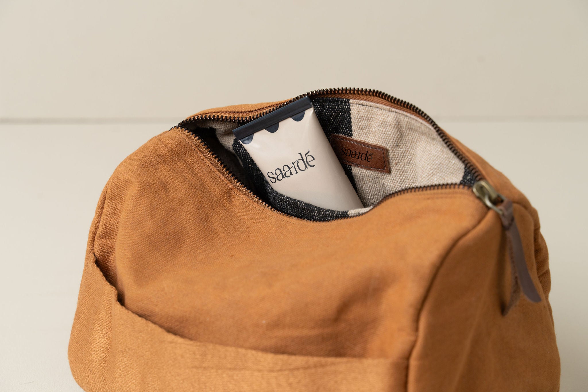 Journey Toiletry Canvas Bag in Terracotta - Waterproof Travel Cosmetic Organizer for Women & Men | Perfect for Camping, Gym, and Weekend Getaways