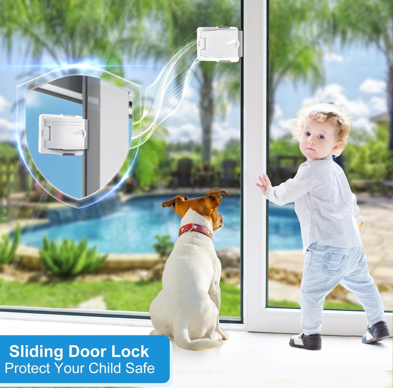 4-Pack Sliding Door Locks for Child Safety - No Drill Window & Glass Door Locks with Strong 3M Adhesive Tape | Perfect for Baby Proofing Homes, Apartments & Offices