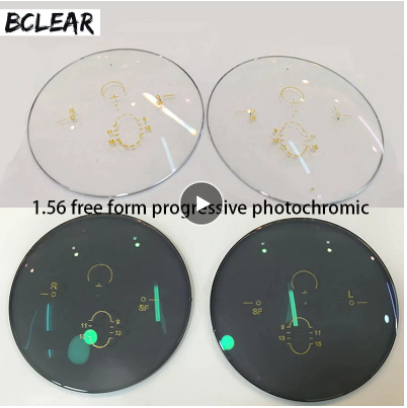 BCLEAR 1.56 Index Photochromic Progressive Lenses for Outdoor Activities - Gray Color Transition Lenses for Driving, Hiking & Daily Wear