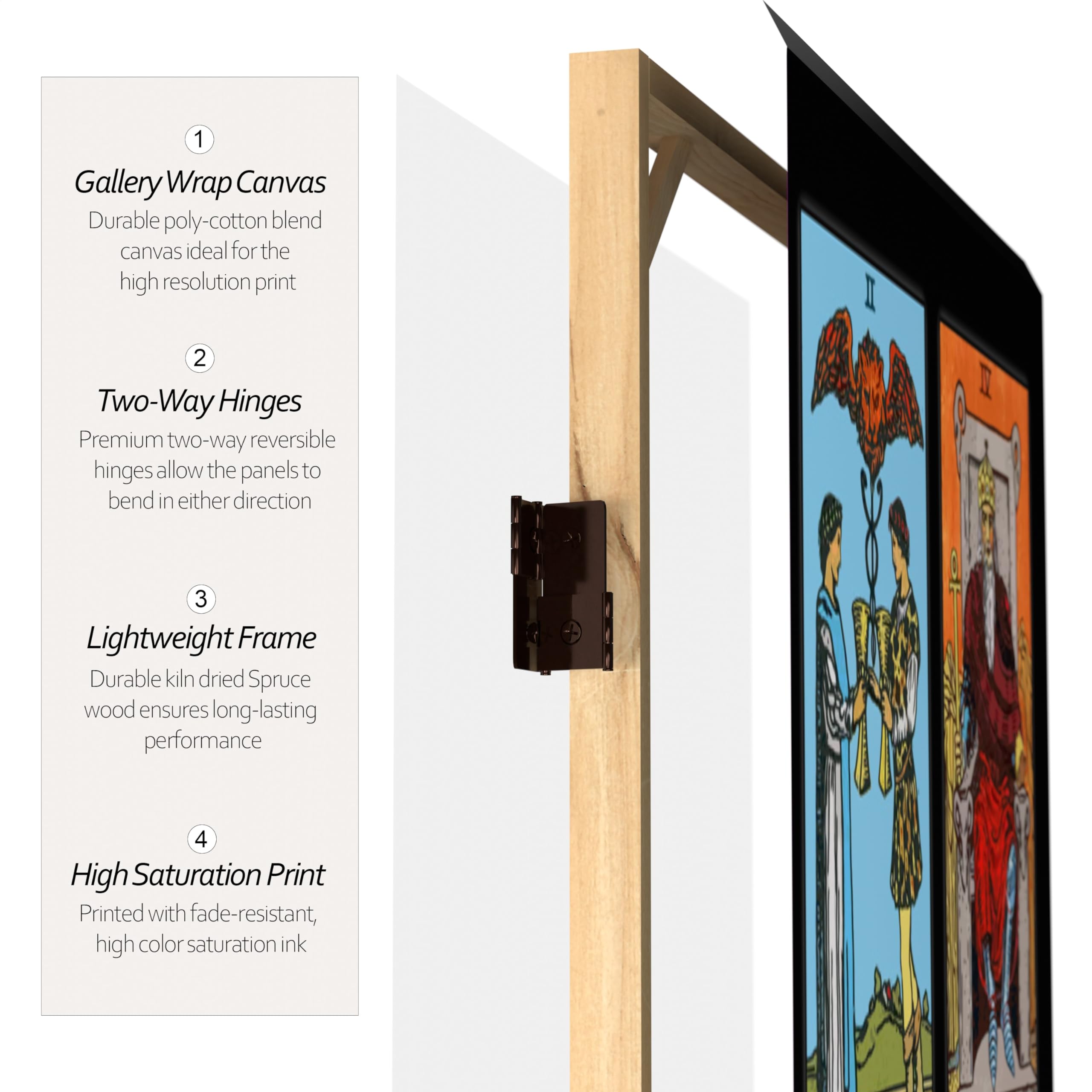 6 ft. Tall Double Sided Rider-Waite Tarot Canvas Room Divider - Hand-Painted Tarot Card Room Partition for Home Decor, Meditation Space & Privacy Screen - Perfect for Bedrooms, Yoga Studios & Spiritual Retreats