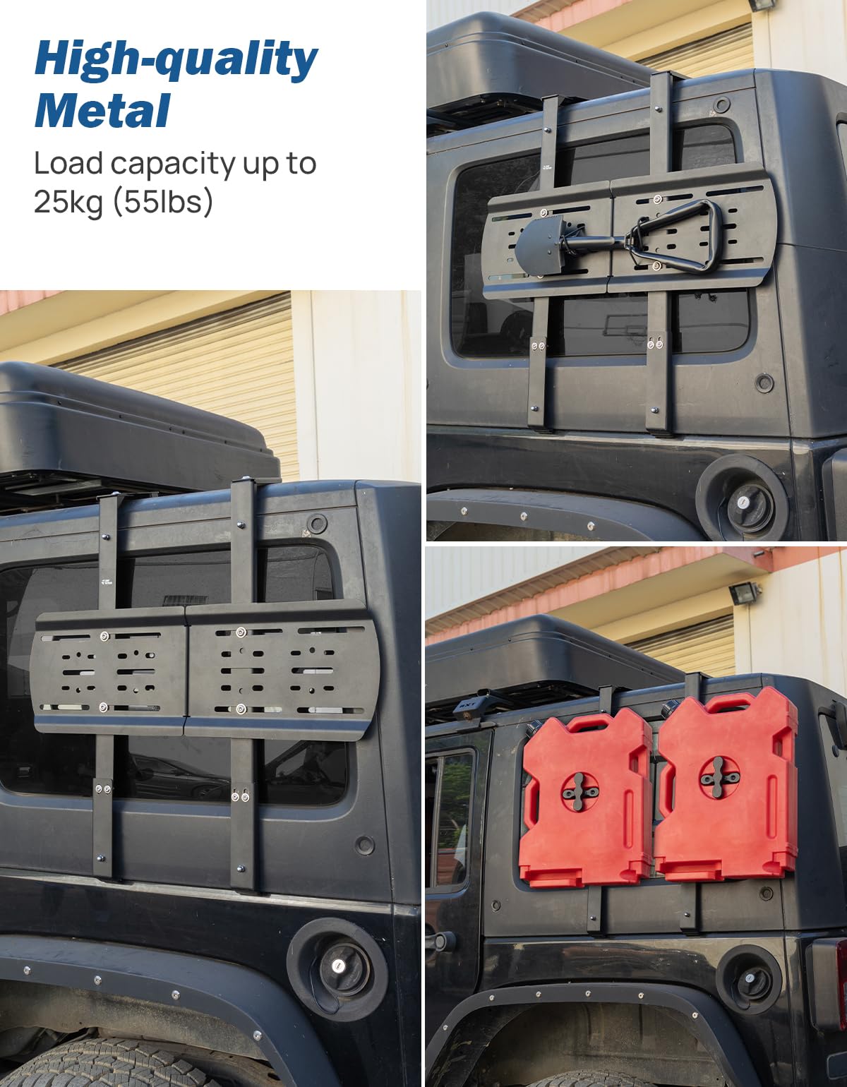 JOYTUTUS JK Rear Window Storage Panel Kit for Jeep Wrangler JK 2007-2018 | Heavy Duty Storage Accessories Mounting Plate | Perfect for Gas Can Mount, Recovery Traction Boards & Off-Road Gear | Great for Camping, Overlanding & Adventure Trips
