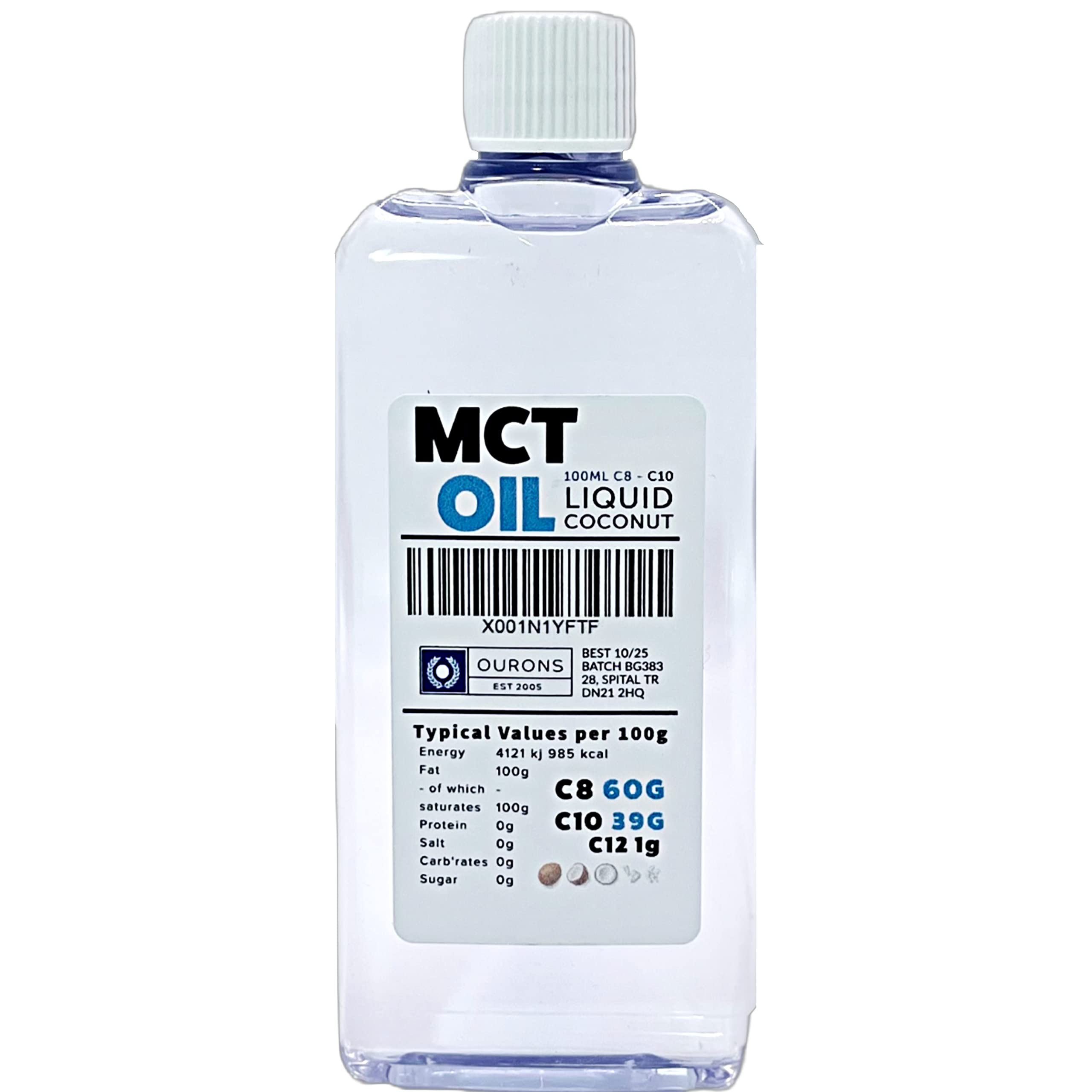 Premium MCT Oil 100ml - Liquid Fractionated Coconut Oil for Keto Diet, Weight Loss & Energy Boost - Ideal for Coffee, Smoothies & Cooking