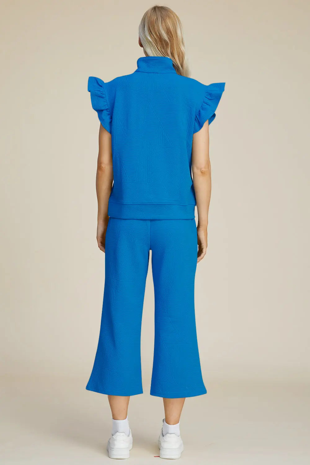 Double Take Women's Full Size Textured Ruffle Short Sleeve Top & Wide Leg Pants Set | Casual Outfit for Summer, Beach, Date Night & Office Wear