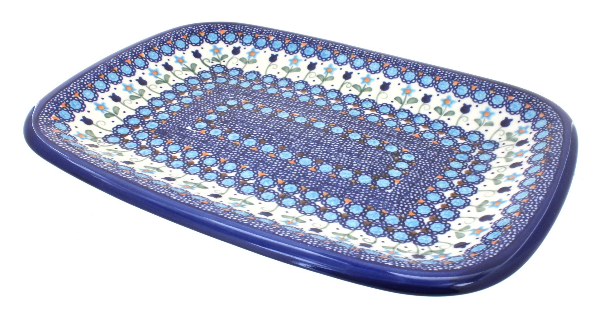 Blue Rose Polish Pottery Savannah Large Rectangular Serving Platter - Elegant Handmade Ceramic Tray for Entertaining, Dining & Home Decor | Perfect for Parties, Holidays & Special Occasions