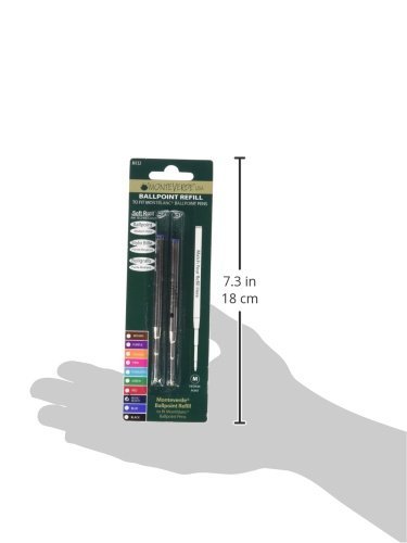 Monteverde USA Ballpoint Pen Refills for Montblanc Pens - Medium Point Soft Roll Blue/Black Ink (2 Pack) M132BB - Perfect for Office, School & Everyday Writing