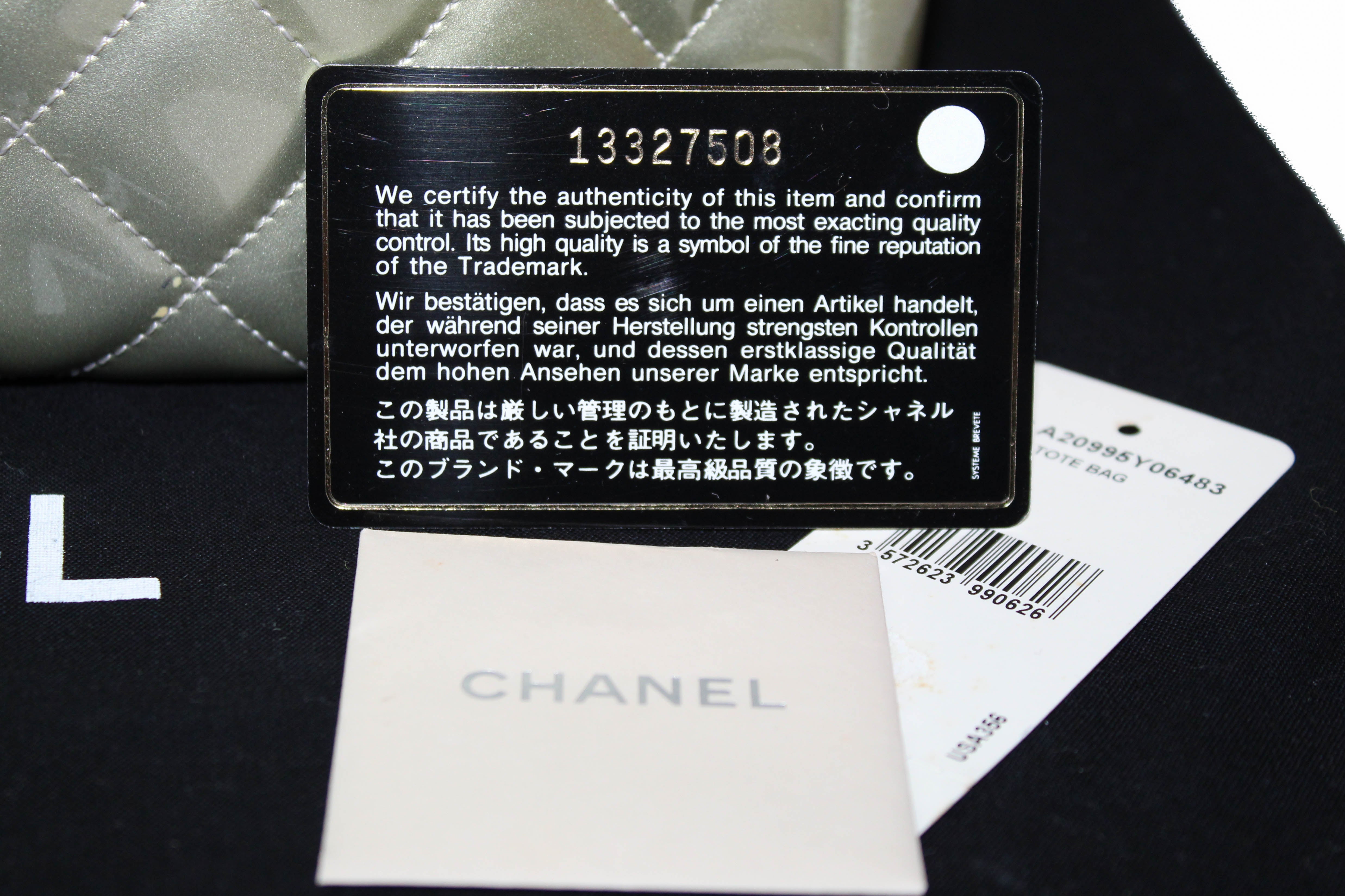 Authentic Chanel Silver Patent Leather Quilted Large Grand Shopping Tote Bag - Luxury Designer Shoulder Bag for Women, Perfect for Work, Travel & Everyday Use