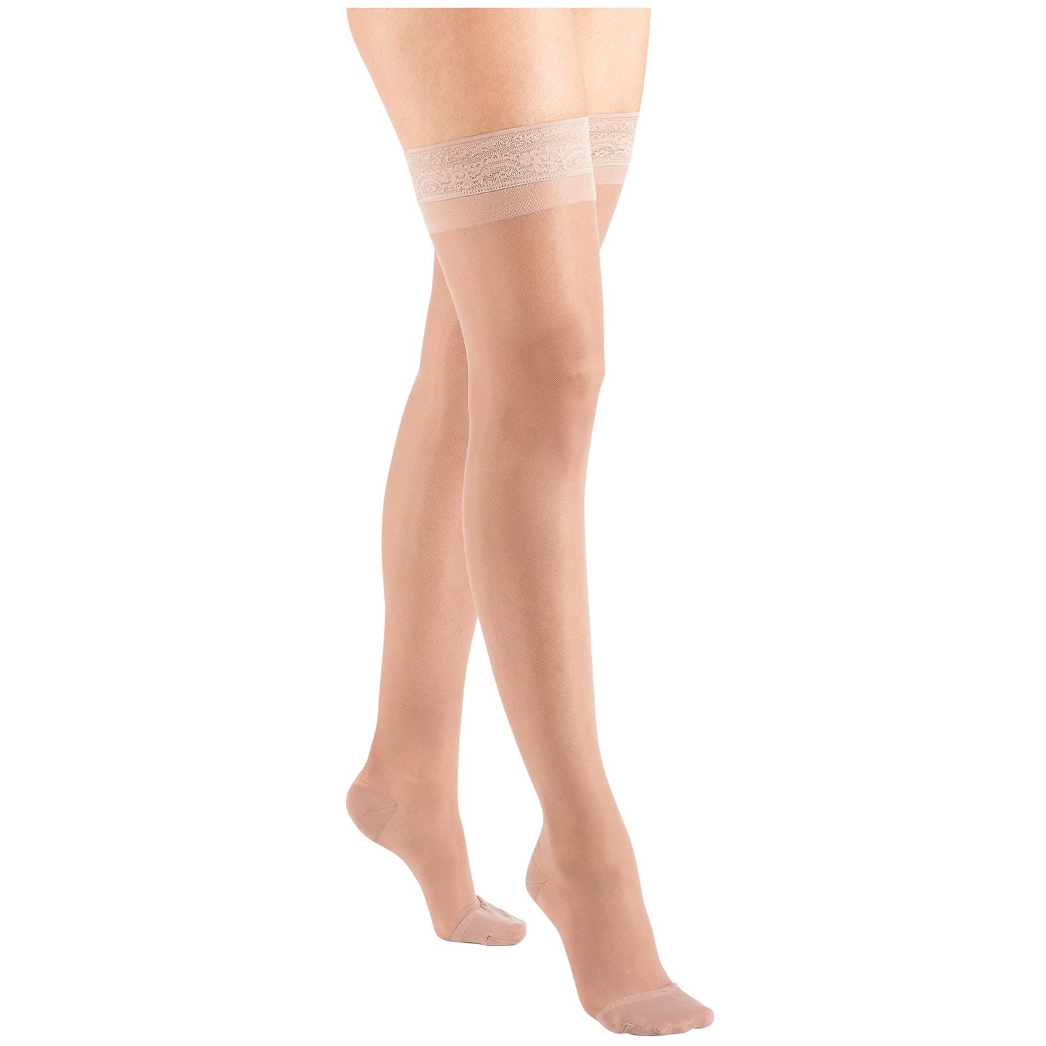 Women's Moderate Support Compression Thigh High Stockings - Beige - Large Size | Perfect for Varicose Vein Relief, Post-Surgery Recovery & Travel Comfort