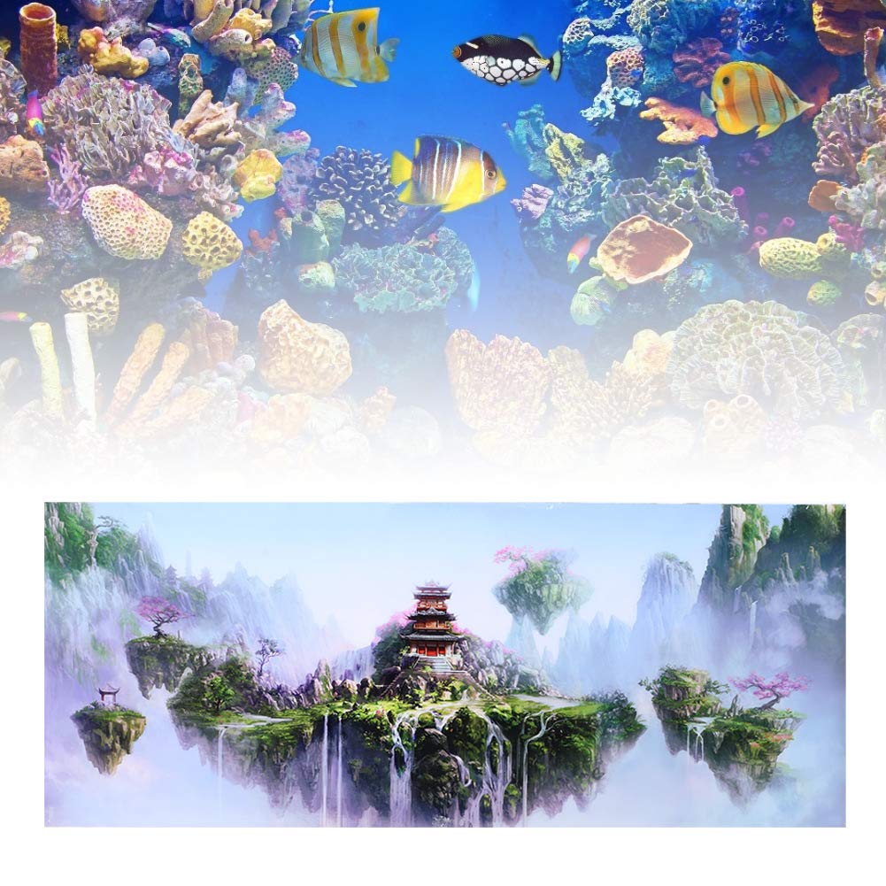 3D PVC Aquarium Background Sticker - Sky Castle Fish Wallpaper for Tank Decoration (61x30cm) - Perfect for Freshwater & Saltwater Tanks