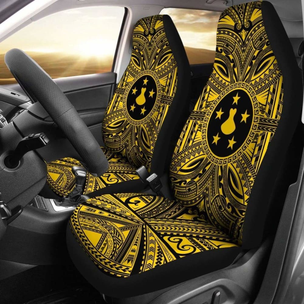 Premium Austral Islands Car Seat Cover - Polynesian Gold & Black Design with Coat of Arms | Durable Protection for Vehicles | Perfect for SUVs, Trucks & Family Cars