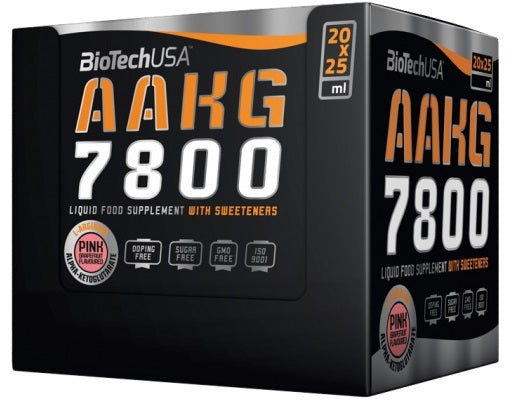 BioTechUSA AAKG 7800 Nitric Oxide Booster - Pink Grapefruit Flavor (20 x 25ml) for Muscle Pump, Workout Performance & Endurance | Pre-Workout Supplement for Gym & Fitness Enthusiasts