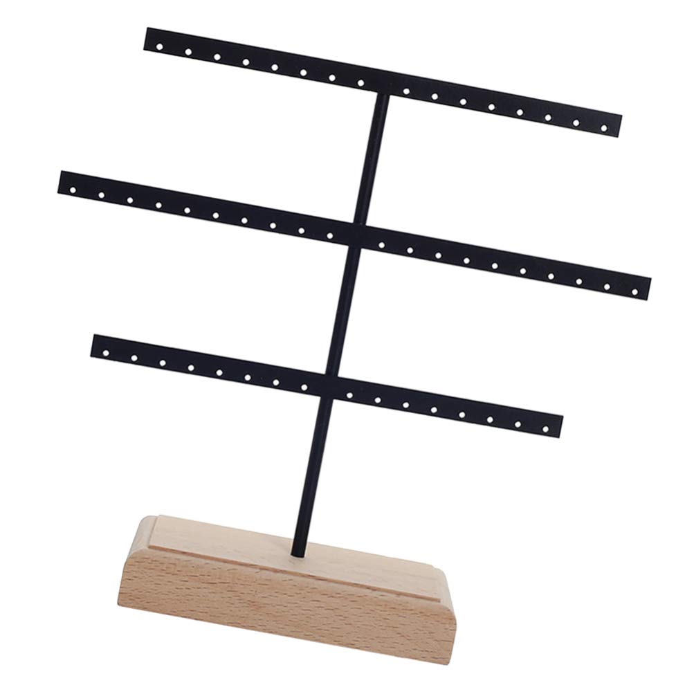 TOPBATHY 52 Hole Iron Earrings Display Stand - Jewelry Organizer for Dangle & Drop Earrings, Black Ring Holder with Shelving Brackets - Perfect for Boutique, Retail Store & Home Jewelry Organization