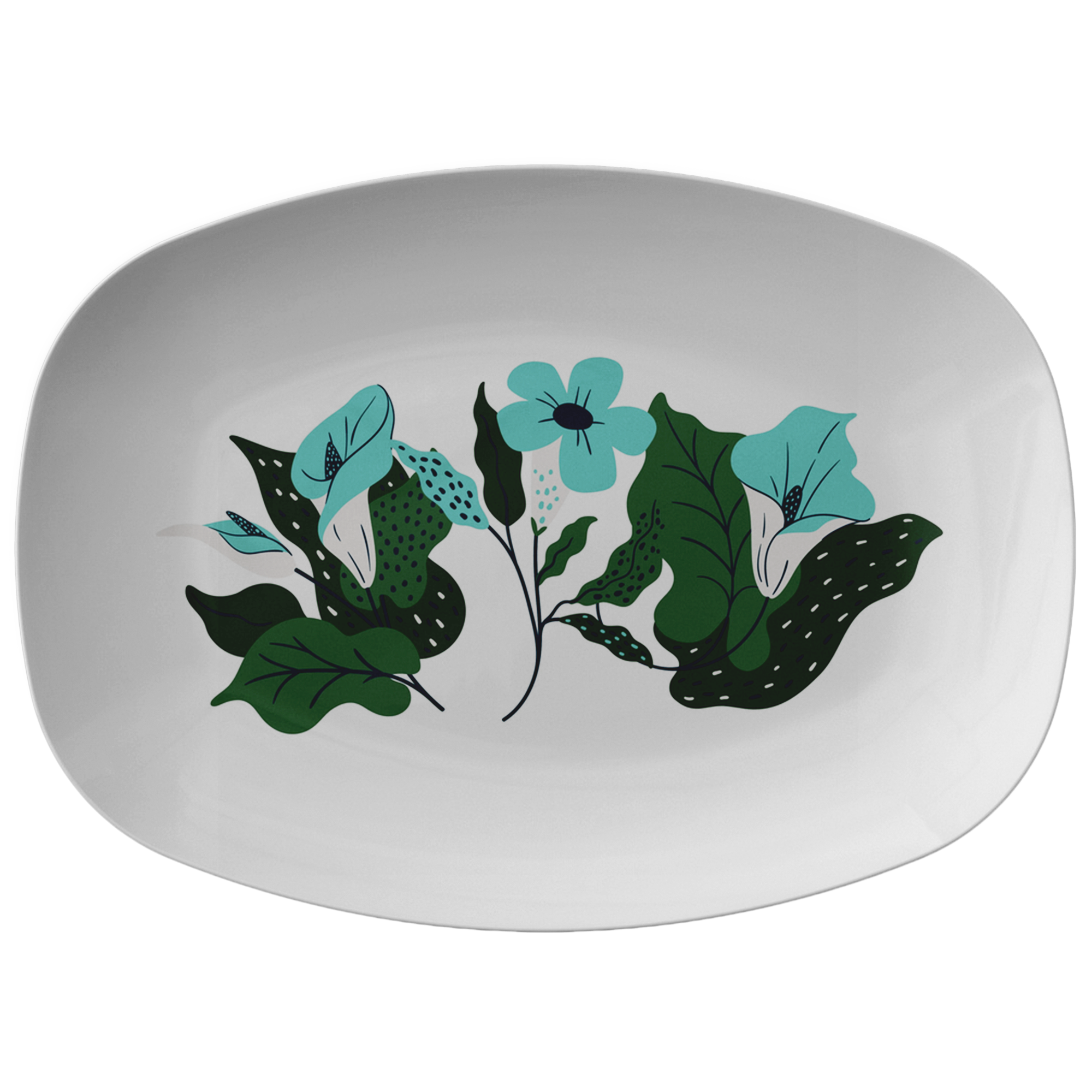 Elegant Floral Soft Earth-Toned Plastic Serving Tray - Perfect for Parties, Picnics, and Home Decor
