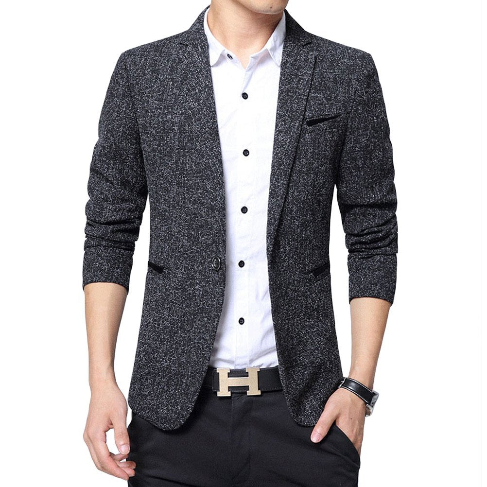 Men's Casual Autumn One Button Jacket - Slim Fit Lightweight Outerwear for Fall, Black | Perfect for Daily Wear, Office & Outdoor Activities
