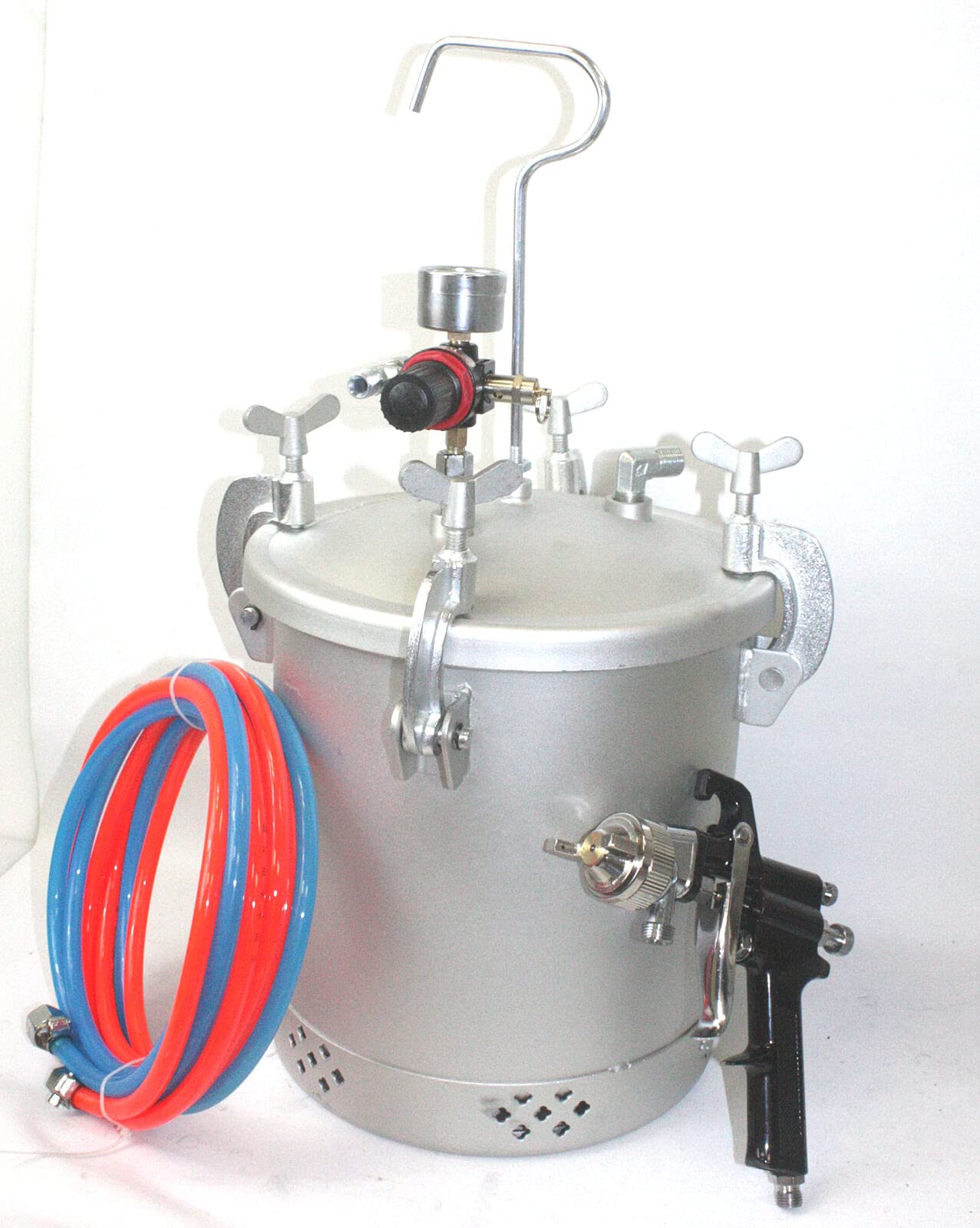 2-1/2 Gallon Aluminum Air Paint Pressure Pot with Spray Gun & Hose - Professional HVLP Sprayer System for Automotive, Furniture & Home Painting Projects