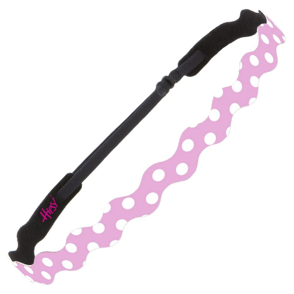 Hipsy Adjustable Non-Slip Wave Print Sports Headbands for Women - 3 Pack (Polka Dot Light Pink, Seafoam, Light Purple) - Perfect for Running, Yoga, Workouts & Gym