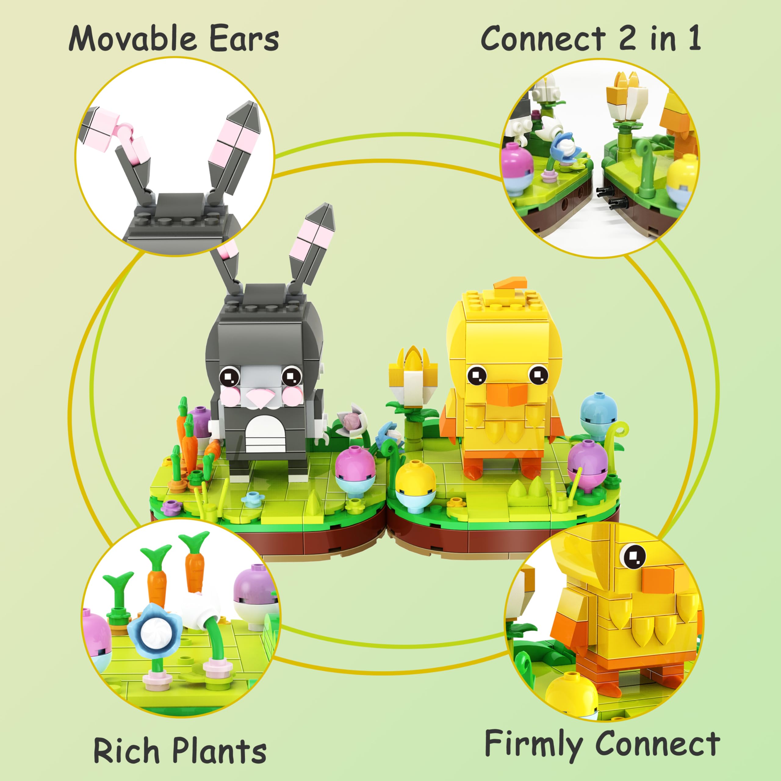 Easter Bunny and Chick Building Blocks Set - 421PCS Creative STEM Toys for Kids Ages 6+ | Easter Basket Stuffers, Egg Fillers & Educational Gifts for Boys & Girls | Perfect for Easter Decorations, Party Favors & Family Building Activities